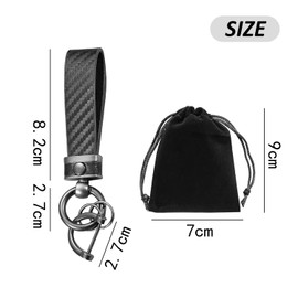 1 Set Car Keychain,Microfiber Leather Car Keychain,with Horseshoe Buckle & 2 Plain Rings & 1 Black 7 * 9cm Storage Bag, Keyrings for Men, for Gifts on Mother's Day, Father's Day, and Birthday Parties