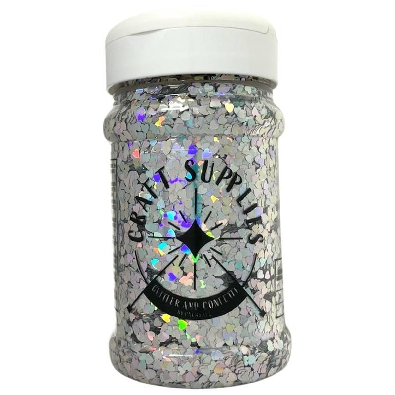Silver Heart Confetti Jar