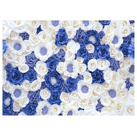 DHXXSC 7X5FT Blue White Fowers Photo Backdrop Anniversary Celebration Couple Studio Props Photography Backdrops Wedding Background Newborn Shower Banner Birthday Party Props DH-87