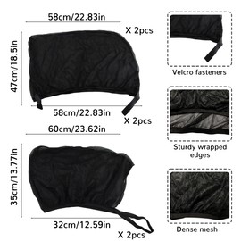 Car Sun Protection Net, Hillylolly Sun Protection Car with UV Protection, Front Side Window, for Car Windows, for SUV/Estate/Small Cars etc (Black, Full 4)