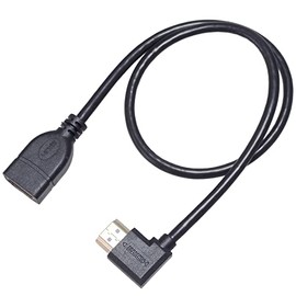 KAUMO HDMI Cable, Right Angle, Right Angle, Extend, 19.7 inches (50 cm), Male/Female, High Speed, 2K, 4K, 3D, High Speed, Compatible with Ethernet Gold Plated Terminals