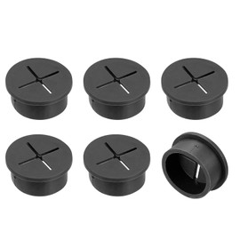 sourcing map Cable Hole Cover, 6Pcs 25mm/1 Inch Rubber Desk Cable Wire Cord Grommet Hole Cover for Office Computer Desk Wire Organizer, Black
