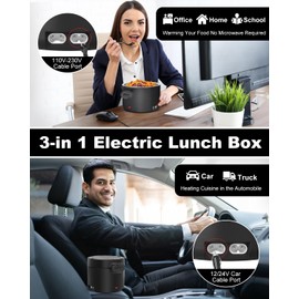 Electric Lunch Box, 1L/34oz Portable Food Warmer Dishwasher-Safe Perfect for On-the-Go Car/Truck/Office/Travel Use, Stylish Food Heater Ideal Men Women's Gifts (Black)
