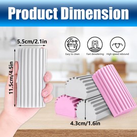 Damp Duster, 4 Pcs Magical Dust Cleaning Sponge, Reusable Cleaning Sponge Dusters for Cleaning Blinds, Glass, Baseboards, Railings, Vents, Mirrors, Window Track Grooves (Gray, Pink)