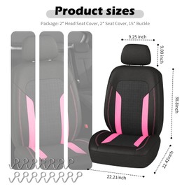 4PCS Universal Car Seat Cover with Breathable Mesh Backrest,Comfortable Car Seat Protector with Foam Padding and Retaining Buckle,Highly Elastic Car Seat Covers Full Set (Pink)