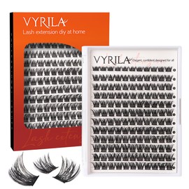 VYRILA Lash Cluster 132pcs Individual Lashes,8-16mm Diy Lash Extension,D Curl Lash Clusters Wispy,3D Natural Lash Clusters Look Like Eyelash Extension DIY at Home (Orange Whisper-D-8-16mix)