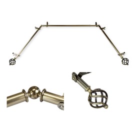 A&F Rod Décor - Spin 13/16" Bay Window Curtain Rod - Antique Brass