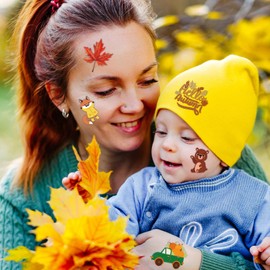 winthrop 240 Pcs Autumn Temporary Tattoos for Kids, Individually Wrapped Waterproof Safety Thanksgiving Tattoos, Happy Fall, Best Choice for Autumn Goody Bag Stuffers, 60 Different Designs