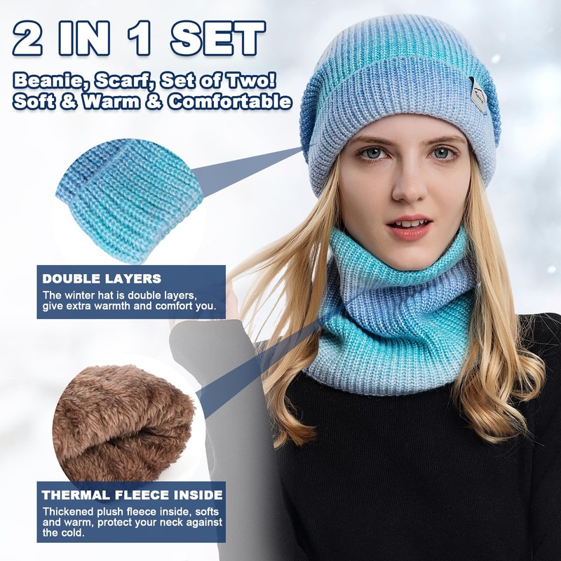 TAGVO Winter Hat and Loop Scarf Women's Winter Warm Hat