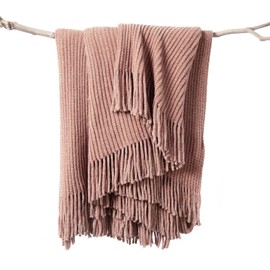 lifein Fall Pink Throw Blanket for Couch-Soft Boho Bed Throw Blankets,Cozy Chenille Knitted Throw,Small Farmhouse Lightweight Blanket&Throw for Autumn,Woman,Girl,Chair,Sofa,Home Decor(Pink,50 * 60")