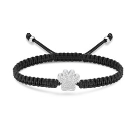 QGJNSGC Cremation Bracelet for Pets Ashes Cat/Dog Paw Pendant Bangle Memorial Urn Rope Bracelet Jewelry (Silver)