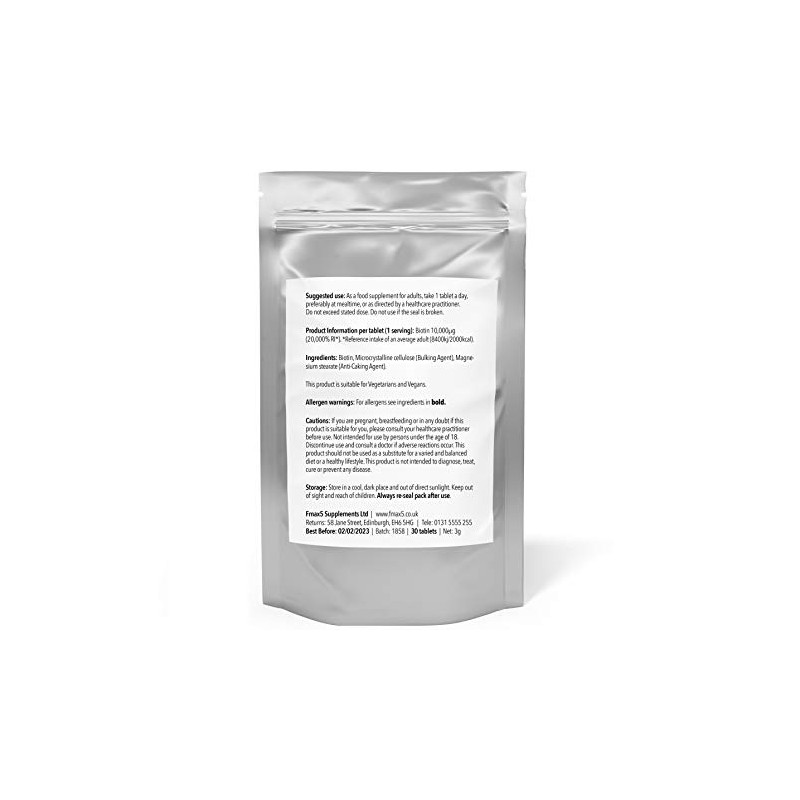 Biotin Hair Growth Supplement, 30-365 Tablets (1 Month to Full