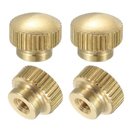 sourcing map Knurled Thumb Nuts, 4Pcs M3 x D10mm x H8mm Brass High Head Blind Hole with Collar High Head Blind Hole Round Knobs Fasteners for 3D Printer Parts, Machine Tools