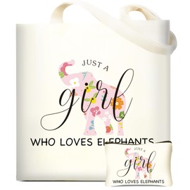 DHQH Elephants Birthday Gifts for Women, Animal Lover Christmas Gifts Aesthetic Elephant Reusable Grocery Bag, Mother's Day Gift for Mom Sisters Daughter