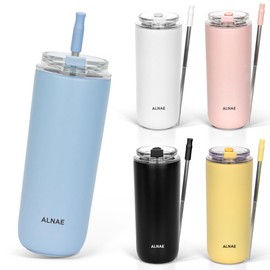 ALNAE Tumbler, 16.9 fl oz (500 ml), Water Bottle, Extendable Straw Included, Direct Drinking, Lid Included, Spill-Resistant, Double Layer, Heat Retention, Portable, Outdoor, Gift for Girls, Boys, 5