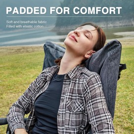 EVER ADVANCED EVER ADVANCED Oversized Folding Rocking Camping Chair, Padded Portable Rocker Chair for Patio, Lawn and Outdoors, Heavy Duty Hard Armchair for Adults Supports 400lbs, Grey