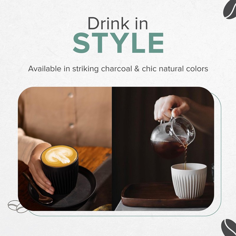 HUSKEE Espresso Cups Set of 2 - Reusable Small Coffee