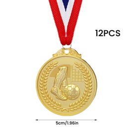 Medals for Children: 12 Pcs 5cm Gold Football Medals for Children, Sports Day Gold Medals for Kids Adults, Gold Medals for Kids Adults Sports Day Prizes, Gymnastics Competitions, Party Favours (Gold)