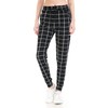 Leggings Depot JGA-Q655-M Checkered Black Print Jogger Pants w/Pockets, Medium