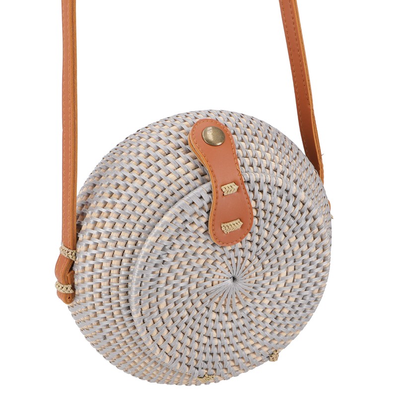 GURU SHOP Braided Handbag, Basket Bag, Rattan Bag, Round Balit