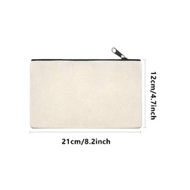 Pack of 12 DIY Blank Fabric Bags, Travel Toiletry Bag, Cosmetic Bags with Zip, Bridesmaids Gift Cosmetic Bag, Fabric Pencil Case, Canvas Cosmetic Bag, Pencil Case, Small, Beige A/12 Pieces