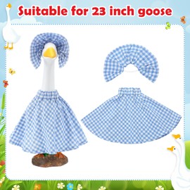 Sunnymove Blue and White Gingham Wizard Goose Outfit Porch Geese Clothes Dress for 23" High Cement or Plastic Porch Goose Costume for Yard Lawn Outdoor Garden Patio Statue Christmas Holiday Decor