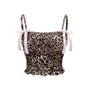 Milumia Women's Bowknot Decor Leopard Pattern Shirred Sleeveless Cami Top