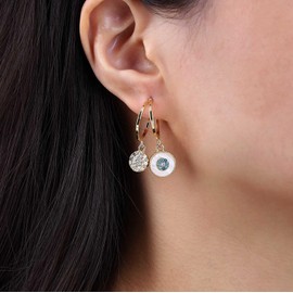 Inateannal Boho Crystal Coin Disc Earrings Gold Round Disc Dangle Earrings Vintage Circle Disc Hoop Earrings CZ Coin Drop Earrings Jewellery for Women and Girls, Zinc, No Gemstone