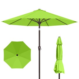PatioKingdom 10FT Patio Umbrella with Push Button Tilt and Crank, Outdoor Market Umbrella with 8 Fiberglass Ribs, UV Protection Table Umbrella for Pool,Backyard,Garden,Deck, Apple Green