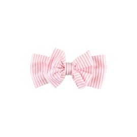 RuffleButts Swim Bow Headband - Pink Seersucker - One Size