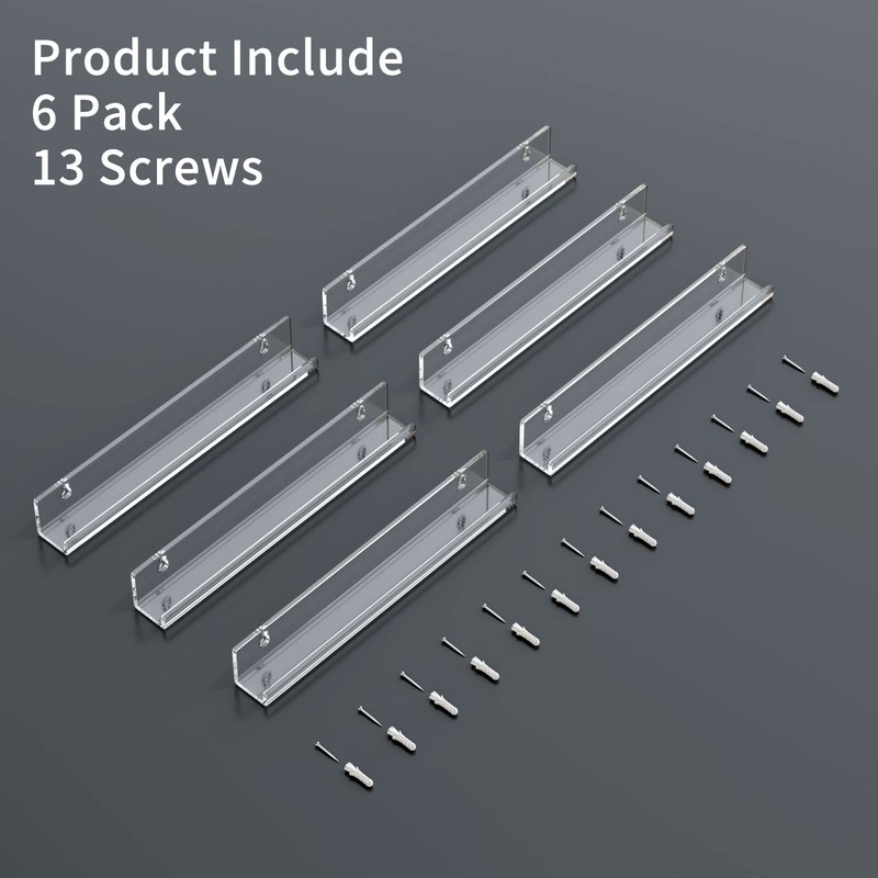 HIIMIEI Acrylic Vinyl Record Wall Mount Shelf, Holder for LP