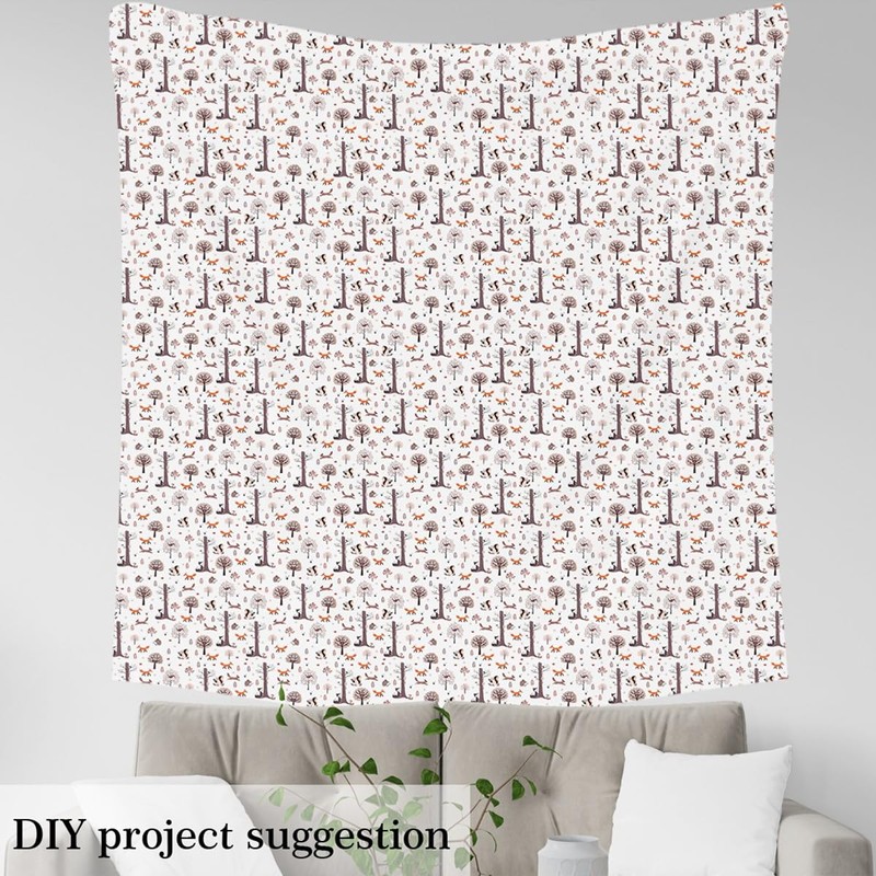 jejeloiu Wild Animal Fabric by The Yard Fox Squirrel Owl
