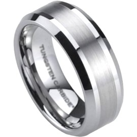 BESTTOHAVE Mens Tungsten Carbide Wedding Engagement Scratch Resistant 8mm Band Ring Size V