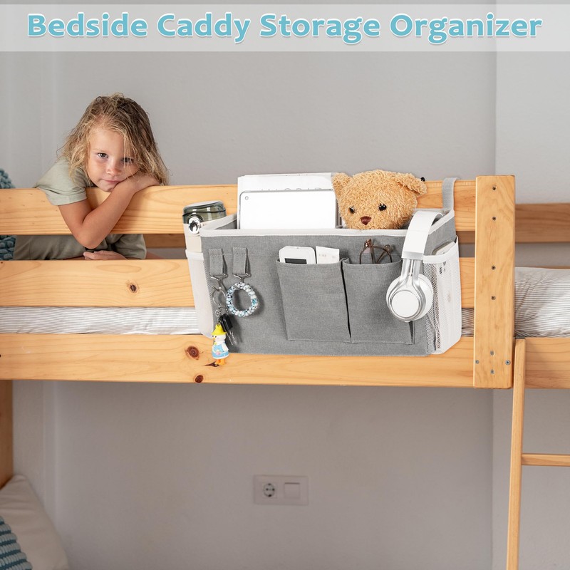 Loghot Bedside Caddy/Bedside Storage Bag Hanging Organizer for Bunk and