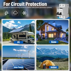 MINGSONG DC Solar Panels Disconnect Switch 25 Amp Solar Shut Off Switch 1000V 2 Poles Small Miniature Circuit Breaker for PV Homes