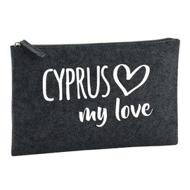 Huuraa Kulturbeutel Cyprus My Love Geschenk 1 Liter Charcoal Filz Cyprus Geschenkidee