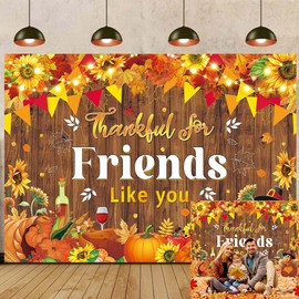 Happy Friendsgiving Party Backdrop Thankful for Friends Like You Photography Background Fall Thanksgiving Friends Giving Give Thanks Party Decorations Banner (82x59 inch (7x5FT))