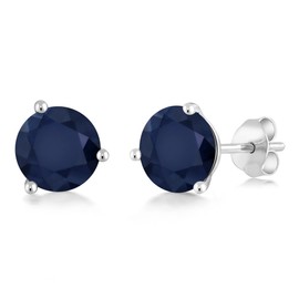 Gem Stone King 14K Gold 6MM Round Gemstone Birthstone Martini 3 Prong Stud Earrings | Gold Earrings For Women Men