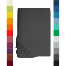 Lavea Jersey Fitted Sheet 90-100 x 200 cm - 40 cm Bridge for Box Spring Beds - Anthracite, Soft and Breathable - Premium Quality, Easy Care, Perfect Fit - Ideal for Box Spring Beds