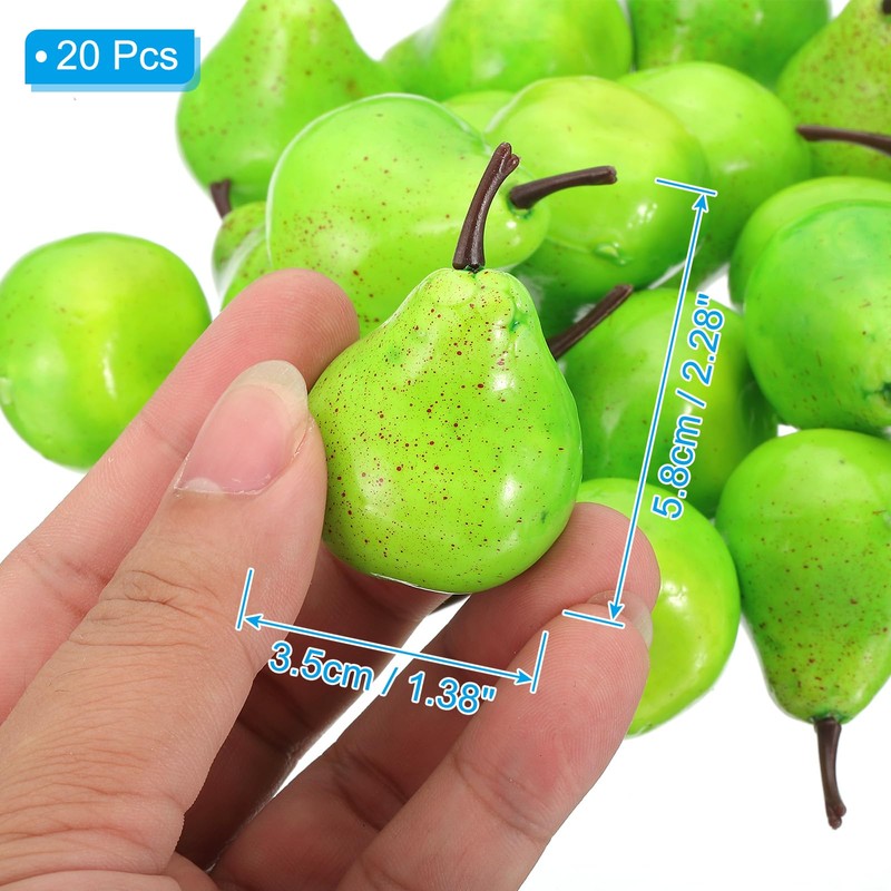 PATIKIL 20pcs Artificial Mini Pear Foam Fake Small Green Pear