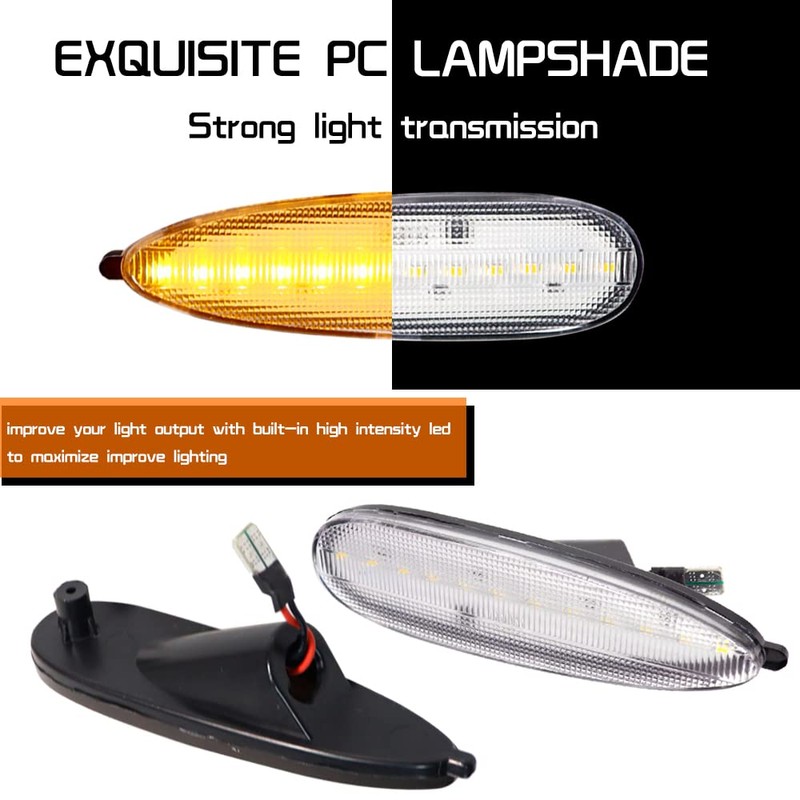Tonsya Full Amber Led Light White Clear Lens kit Compatible