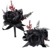 JHCYULUO Black Wrist Corsage and Boutonniere Set for Wedding Artificial