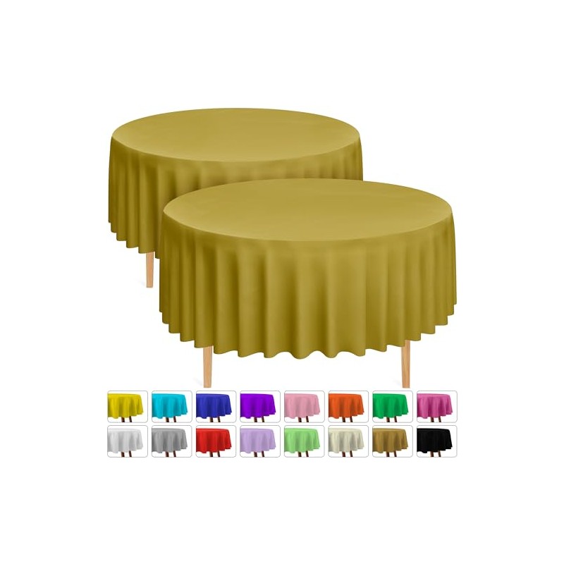 DecorRack 2 Round Tablecloths -BPA- Free Plastic, 84 inch, Dining