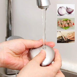 Stainless Steel Magic Odor Remover with Base Tray for Home Kitchen - Eliminating Smells Like Onion, Garlic, Fish from Hands and Skin (1-Pcs)