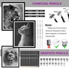 HIFORNY 60件のドローイングキット スケッチング鉛筆セット、大人やアーティストのための3色スケッチブック、グラファイト、木炭、ドローイング鉛筆付きのアート用品