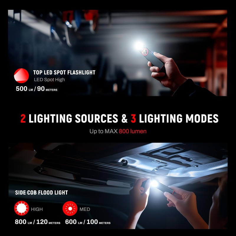 lexall EDC Flashlight, 800Lumen Rechargeable Pocket Flat Flashlight, Magnetic LED