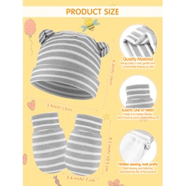 Geyoga 12 Pieces Newborn Hat Mittens Gloves Set Baby Boys Girls Cotton Baby Beanie for 0-12 Months (Stripe color)
