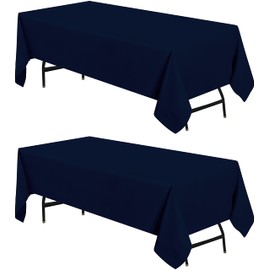 Utopia Kitchen Rectangle Table Cloth 2 Pack [90x132 Inches, Navy] Tablecloth Machine Washable Fabric Polyester Table Cover for Dining, Buffet Parties, Picnic, Events, Weddings and Restaurants