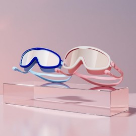 SSKHE 2 Stück Taucherbrille Kinder mit verstellbarem Silikon, Tauchbrille, breite Sicht, HD, Anti-Beschlag, UV-Schutz, auslaufsicher, Schwimmbrille für Mädchen und Jungen von 4 bis 14 Jahren