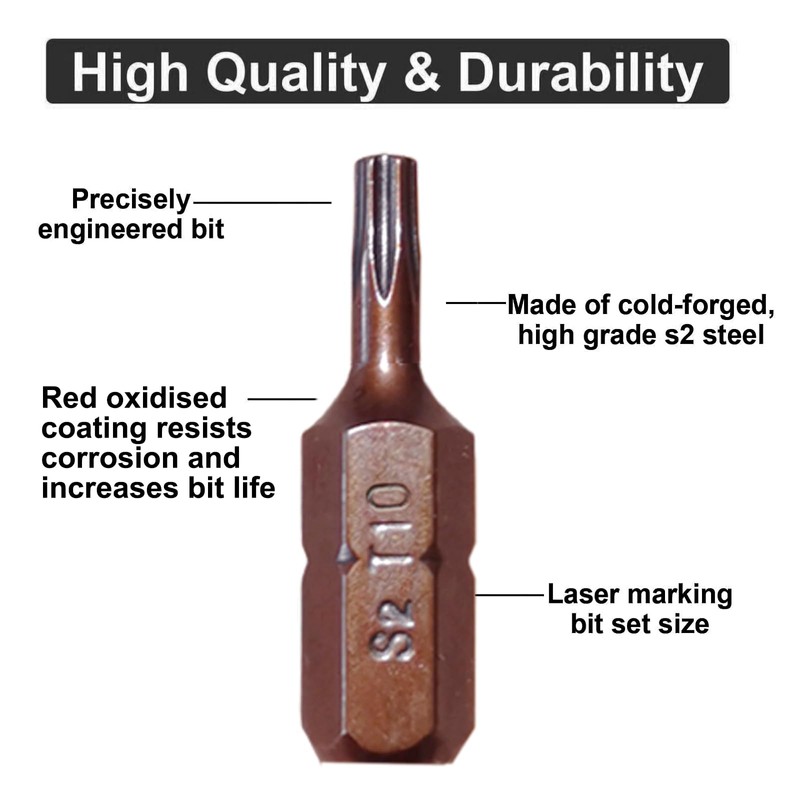 BAKESHU T10 Bit x 30 Pieces, Torx Bit T10 1/4